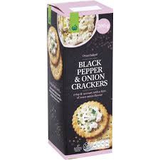 WW Oven Baked Crackers Black Pepper & Onion 200g