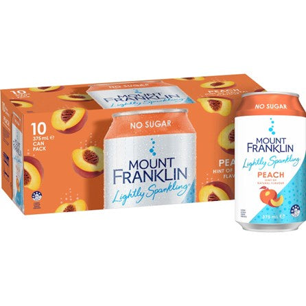 Mount Franklin Lightly Sparkling Water Peach 10pk 375ml