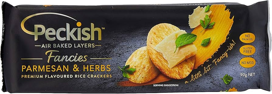 Peckish Fancies Rice Crackers Parmesan & Herbs 90G