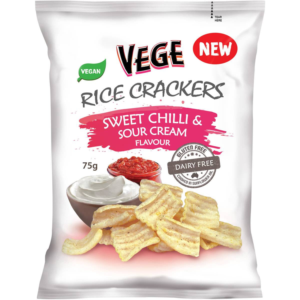 Vege Rice Crackers Sweet Chilli & Sour Cream 75G
