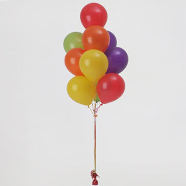 Balloon Bouquet - 10 Helium Filled Balloons & Balloon Weight