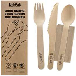 Biopak Cutlery Kit Wooden 4PCE