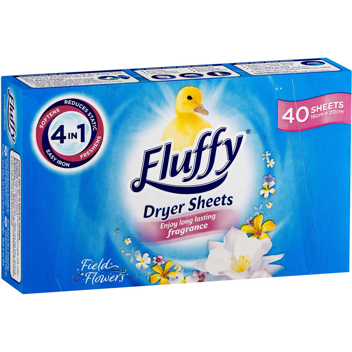 Fluffy Tumble Dryer Sheets Field Flowers 40Pk
