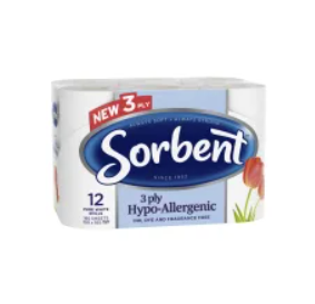 Sorbent Hypo-Allergenic Toilet Tissue 180Sht 12Pk