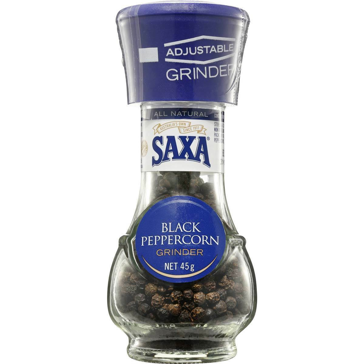 Saxa Black Peppercorn Grinder 45G