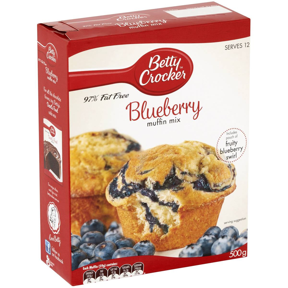 Betty Crocker Blueberry Low Fat Muffin Mix 500G