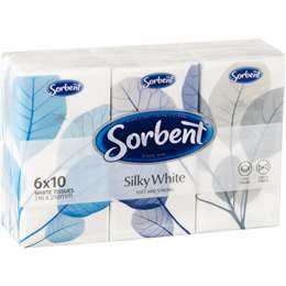 Sorbent 4Ply Pocket Pack White Facial Tissue 6 pack
