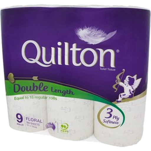 Quilton Double Length Toilet Tissue 3Ply 9Pk