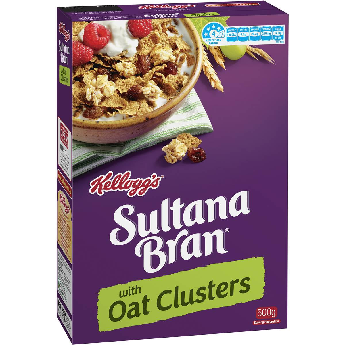 Kelloggs Sultana Bran with Oat Clusters 480G