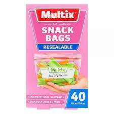 Multix Snack Size Resealable Bags 40Pk