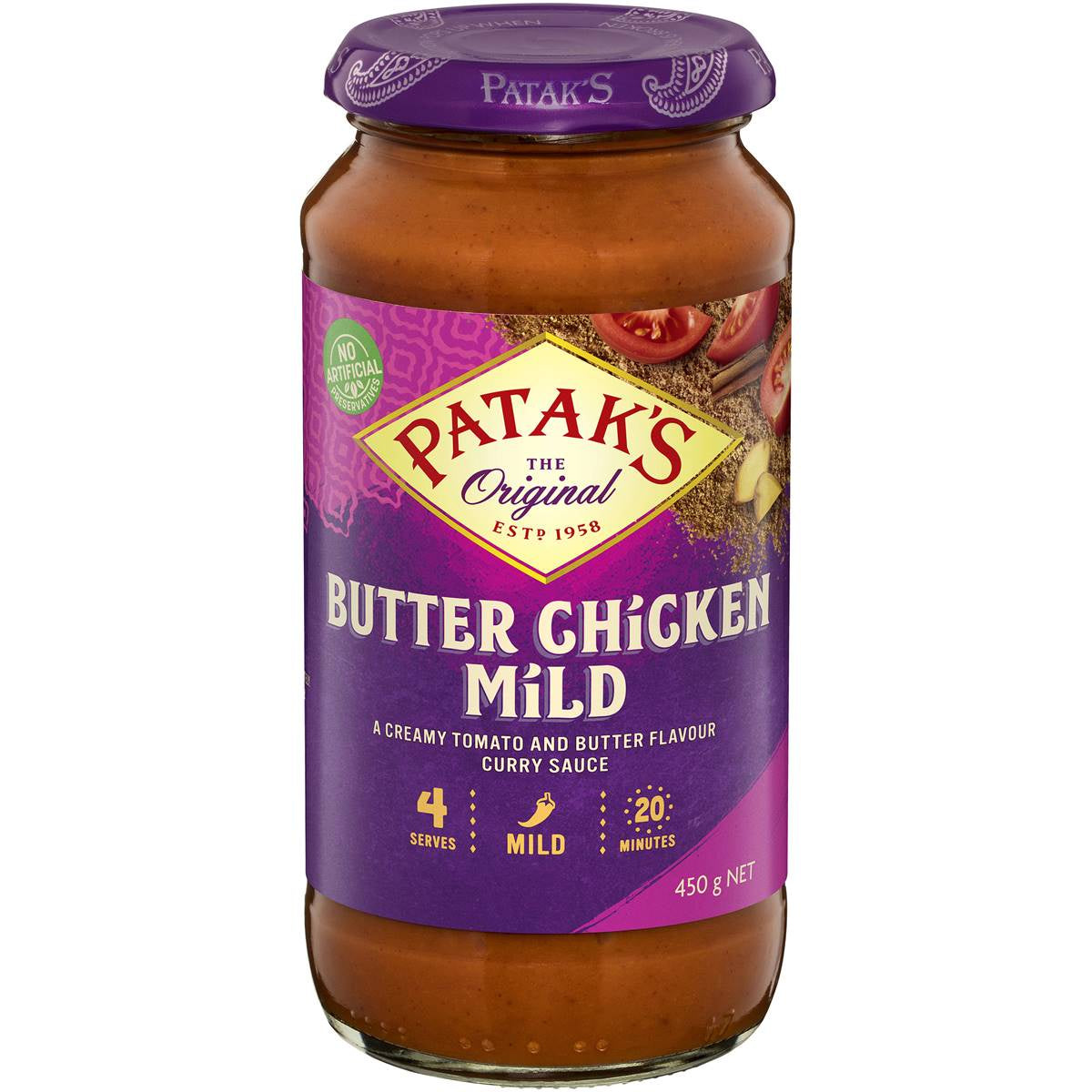 Pataks Butter Chicken Simmer Sauce Mild 450G