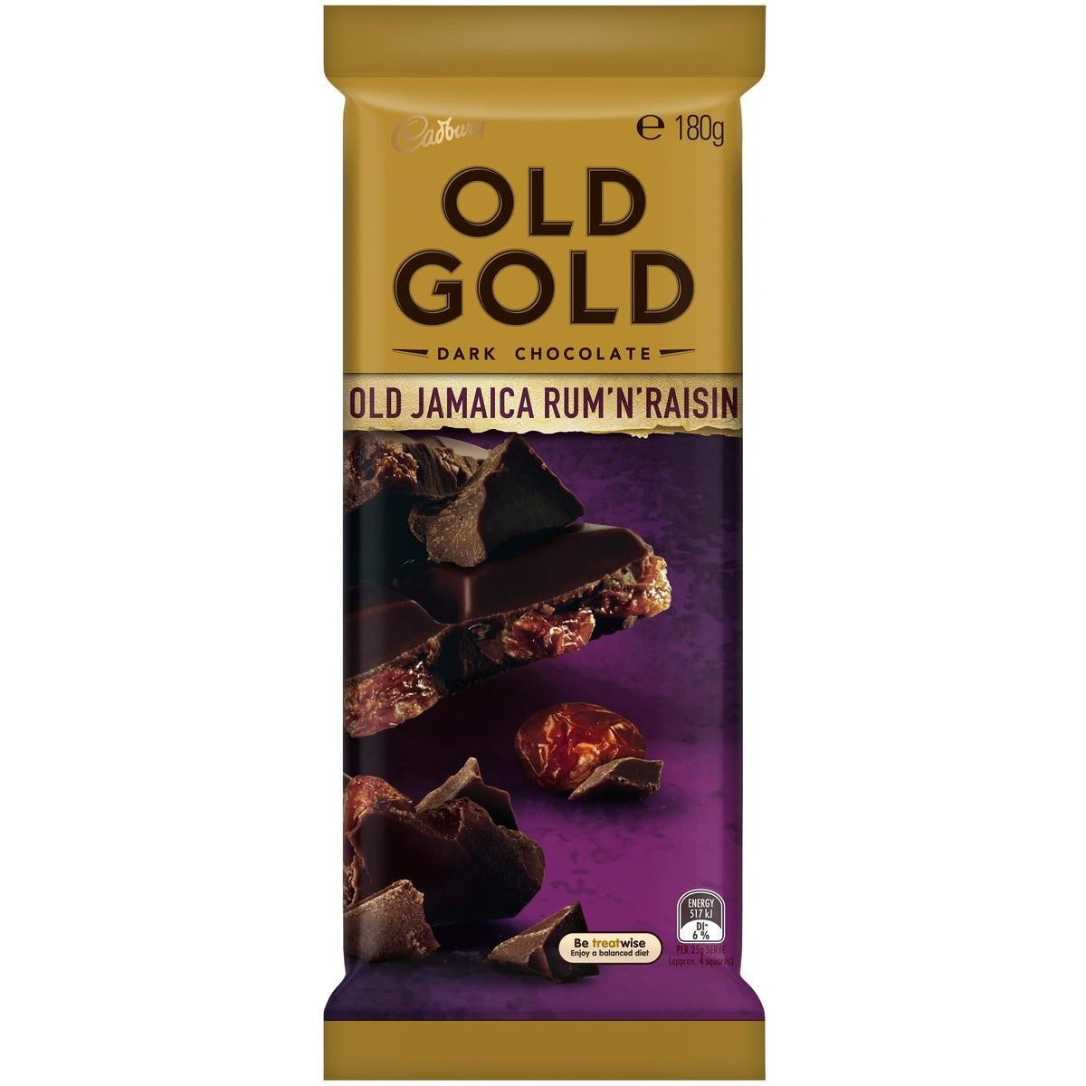 Cadbury Old Gold Dark Chocolate Old Jamaica Rum 'N' Raisin 180G