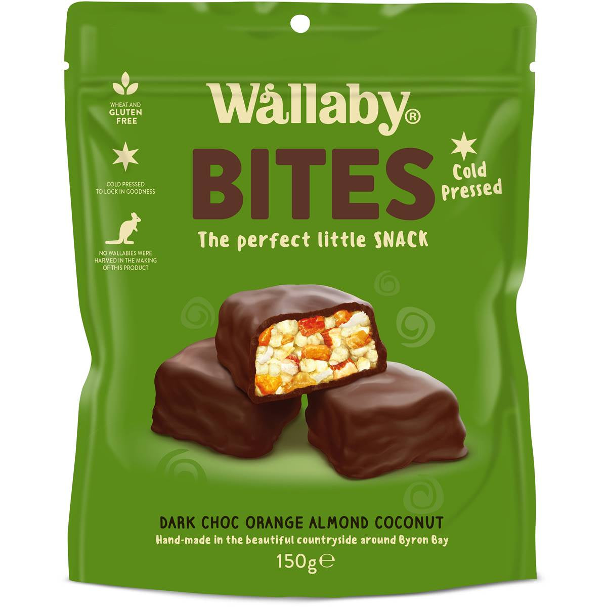 Wallaby Bites Dark Choc Orange Almond 150G
