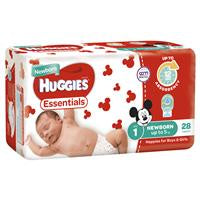 Huggies Essential Nappy 1 Newborn To 5Kg 28Pk