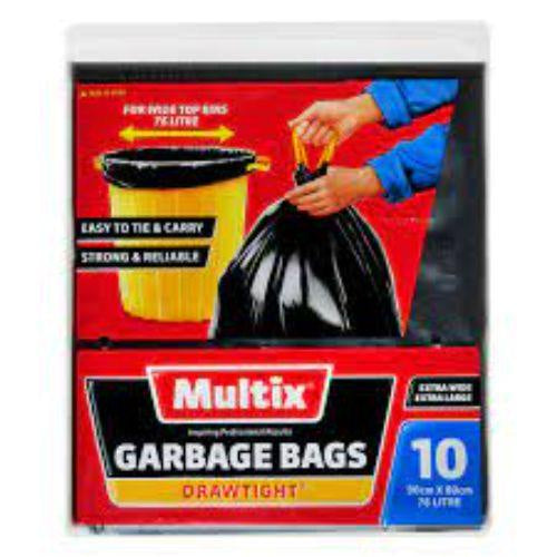 Multix Extra Large/Wide Drawtight Garbage Bag 76L 10Pk