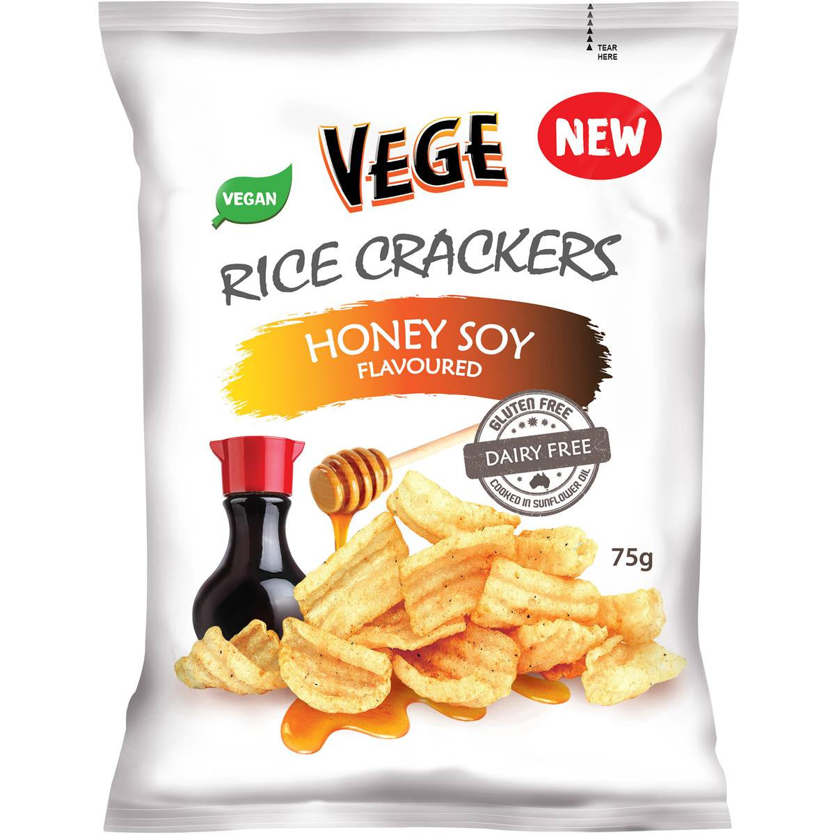 Vege Rice Crackers Sweet Honey Soy 75G