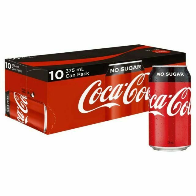 Coca Cola No Sugar Cans 10Pk 375Ml
