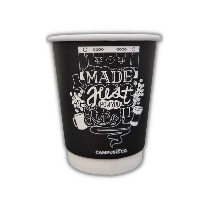 Campus&Co Coffee Cup Double Wall Like It Design on Black 8oz 25/sleeve