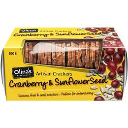 Olinas Artisan Crackers Cranberry and Sunflower Seed 100g