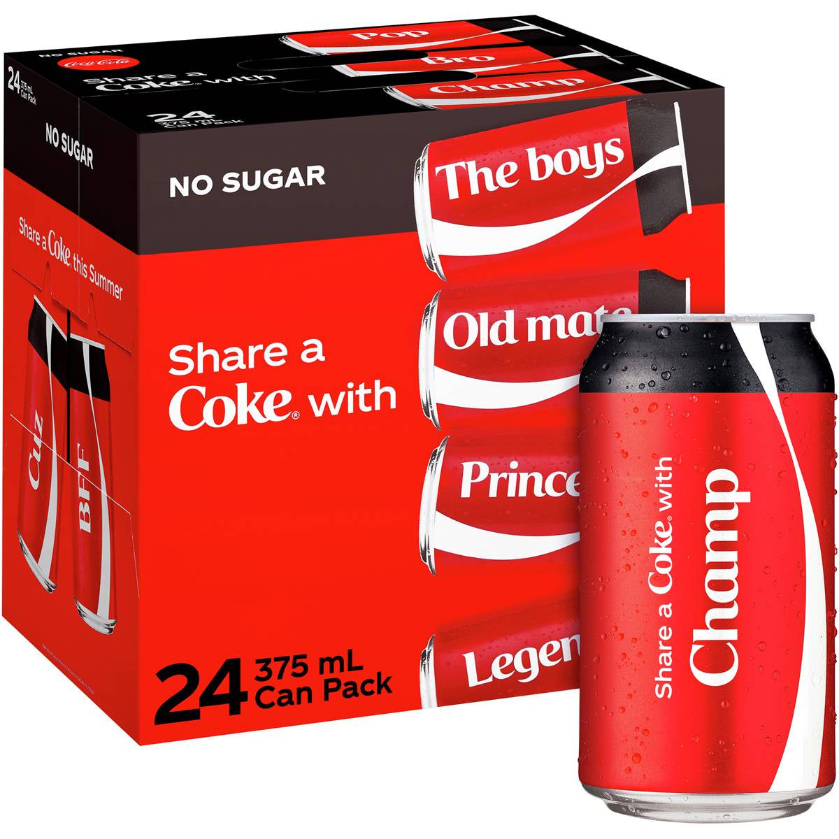 Coca Cola Cans No Sugar 24Pk 375 Ml