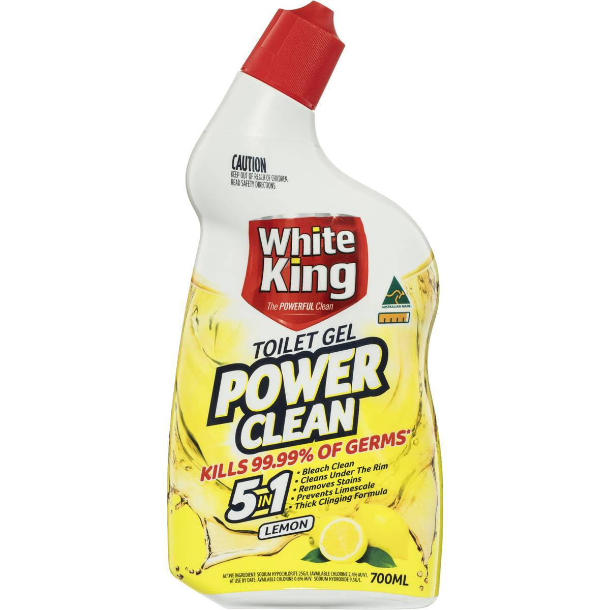 White King Power Clean Toilet Gel Lemon 700Ml