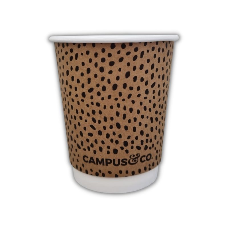 Campus&Co Coffee Cup Double Wall Abstract on Kraft 8oz 25/sleeve