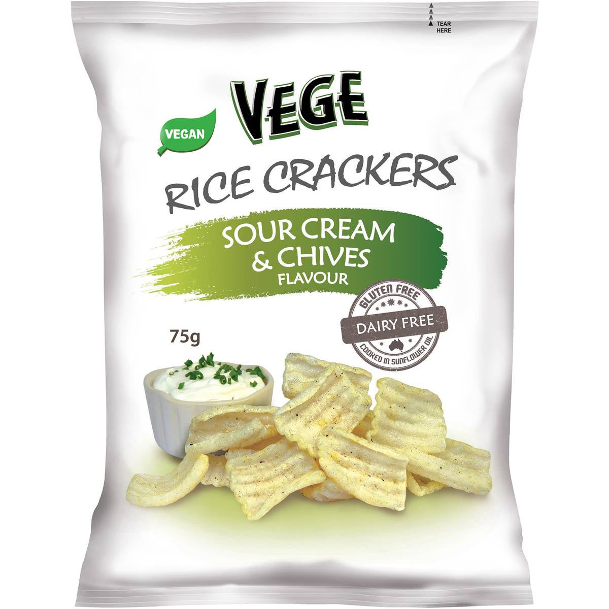 Vege Rice Crackers Sour Cream & Chives 75G