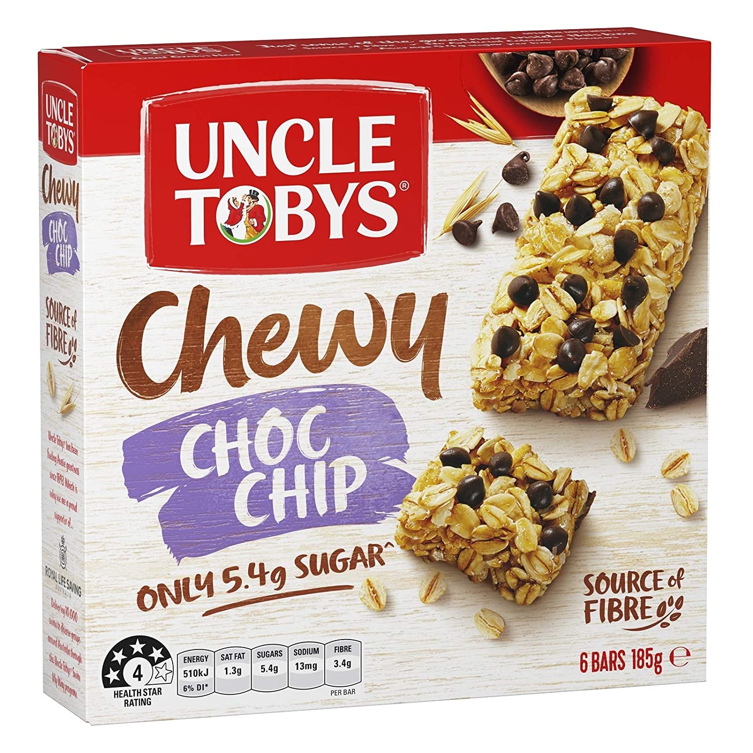 Uncle Tobys Muesli Bars Chewy Choc Chip 6Pk