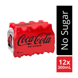 Coca Cola Coke No Sugar bottles 12 x 300ml