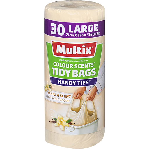 Multix Tidy Bag Colour Vanilla Scent Traditional Large 30Pk