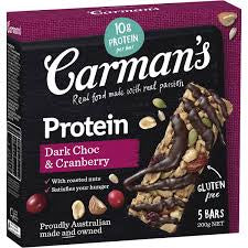Carmans Dark Choc And Cranberry Protein Bar 5Pk