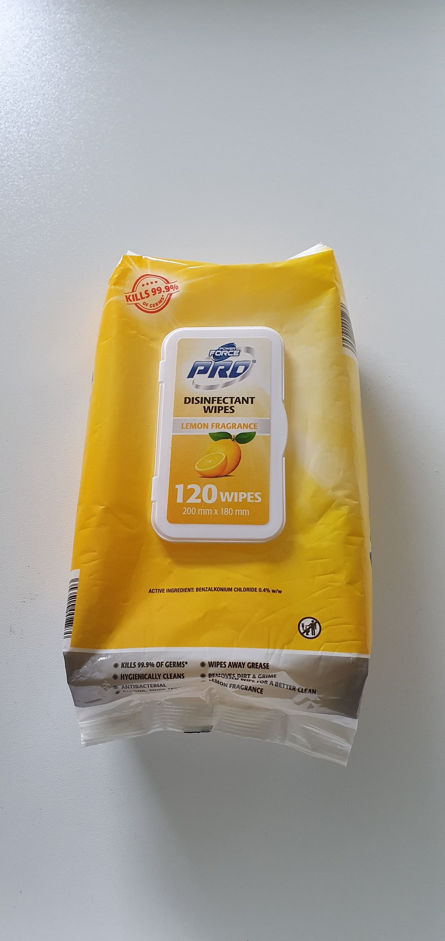 Powerforce Pro Disinfectant Wipes Lemon 120Pk