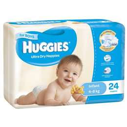 Huggies Ultra Dry Nappies 2 Infant Boy 4-8Kg 24Pk