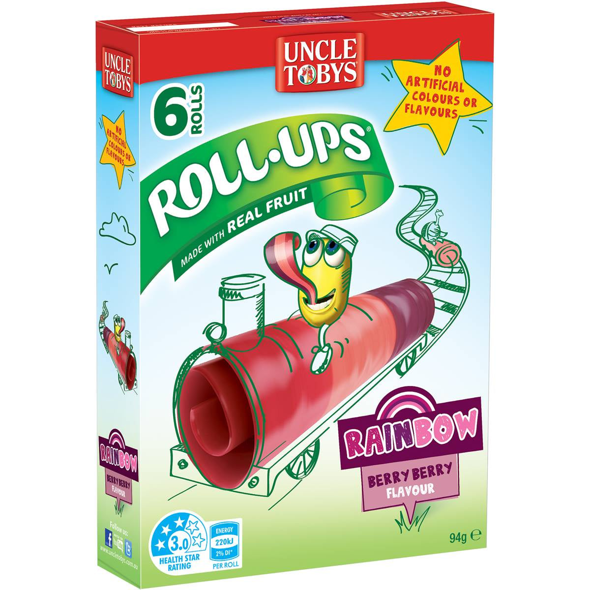 Uncle Tobys Roll Ups Rainbow Berry 6Pk
