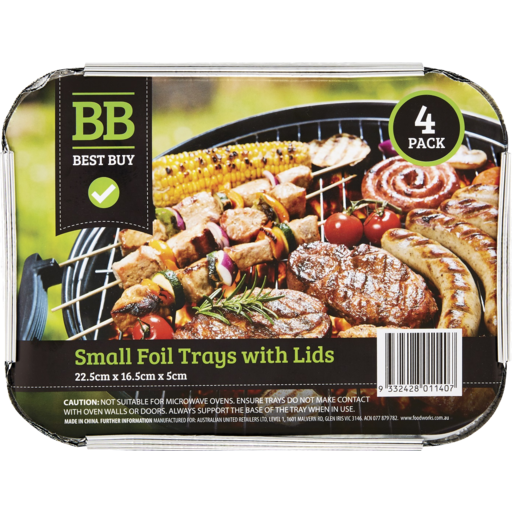 Best Buy Tray Foil with Lid SML 4PK
