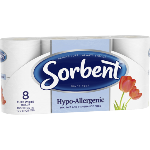 Sorbent Toilet Roll Hypo Allergenic Ext 8PK
