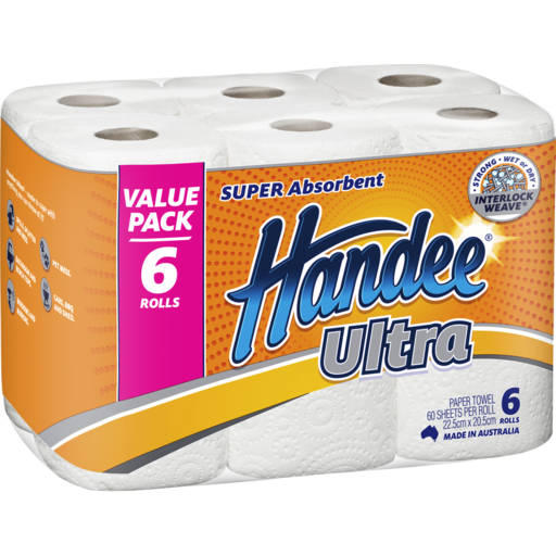 Handee Paper Towel Ult White 2PLY 6Pk