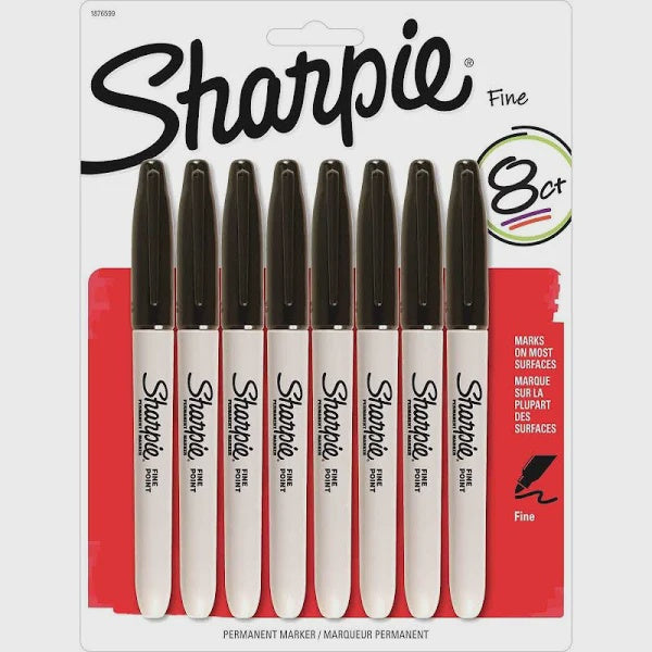 Sharpie Fine Point Permanent Marker Black 8 Pack