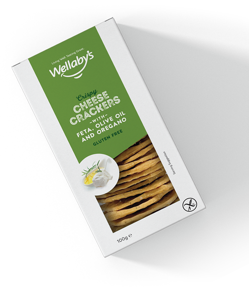 Wellaby's Crispy Cheese Crackers with Feta Olive Oil & Oregano 100G